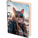 Тетрадь на кольцах А5, 100л., MESHU «Cat and the city», картон, матовая ламинация