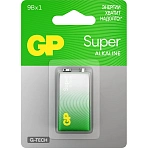 Батарейка GP Super F8/КРОНА/6LR61, 9В, алкалиновая, 1 шт. в блистере