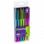 Ручка гелевая Berlingo «Radiance», 0.5 мм, черная, корпус ассорти, 6шт., PET бокс