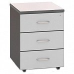 Тумба подкатная Стратегия с замком (серый/темно-серый, 422×575×618 мм, 3 ящика)