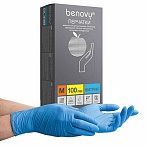 Перчатки нитриловые смотровые 100 пар (200 шт. )размер MголубыеBENOVY Nitrile ChlorinatedЧЗМ