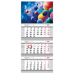 Календарь квартальный 3 бл. на 3 гр., 295×660 мм BG «Планеты», с бегунком, 2026г.