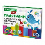 Пластилин классический BRAUBERG KIDS, 16 цветов, 320 г, со стеком