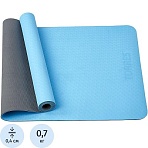 Коврик для йоги TORRES Comfort 4, YL10064, TPE 4 мм, нескольз, сине-серый