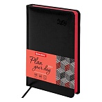 Ежедневник датированный 2026, А5, 138×213 мм, BRAUBERG «Rainbow», под кожу, черный