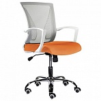 Кресло BRABIX «Wings MG-306», пластик белый, хром, сетка, серое/оранжевое, 532011