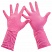 превью Перчатки хозяйственные латексные, хлопчатобумажное напыление, размер M (средний), розовые, PACLAN «Practi Comfort»