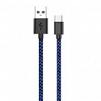 Кабель USB PERO DC-04 Type-C, 3А, 1м, Blue-black (Fast Charge)