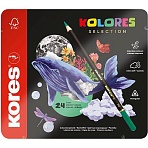 Карандаши цветные Kores Kolores 3-гран 3мм 24 цв/наб в металл. коробке 93325