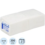 Салфетки бумажные Luscan 3 сл 33×33см белые 200 шт/уп