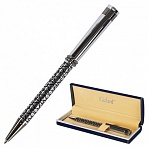 Ручка подарочная шариковая GALANT «Locarno», корпус серебристый с черным, хромированные детали, пишущий узел 0.7 мм, синяя