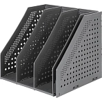 Вертикальный накопитель 332 мм Deli полипропиленовый темно-серый 4 отделения