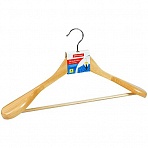 Вешалка-плечики OfficeClean, деревянная, анатомическая, антискользящая перекладина, 45 см, цвет сосна