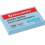 Блок самоклеящийся (стикер) BRAUBERG, 76×51 мм, 100 л., голубой