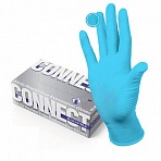 Перчатки смотровые нитриловые CONNECT, голубые, 50 пар (100 штук), размер S (малые)
