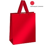 Пакет подарочный 18×23×10см MESHU «Red», ламинация с блестками