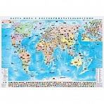 Настенная карта Мира политическая 1:34 000 000 с флагами и достопримечательностями