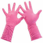 Перчатки хозяйственные латексные, хлопчатобумажное напыление, разм L (средний), розовые, PACLAN «Practi Comfort»
