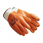 Перчатки рабочие утепленные от химикатов/проколов и порезов Арктика хлопковые с полным покрытием+ПВХ крошка оранжевые (pазмер 10, XL)