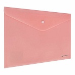 Папка-конверт с кнопкой BRAUBERG «Pastel»А4матовая непрозрачнаяперсиковаяПРОЧНАЯ 0.2 мм272882