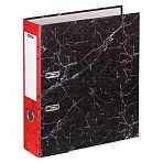 Папка-регистратор OfficeSpace 70мм, мрамор, черная, красный корешок, нижний метал. кант