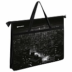 Папка для рисунков и чертежей с ручками BRAUBERG А3, пластик, молния сверху, «Night city»