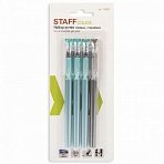 Ручки стираемые гелевые STAFF «College» НАБОР 4 штуки (3 СИНИХ + 1 ЧЕРНАЯ) игольчатый узел 0.5 мм, линия письма 0.38 мм, 143667