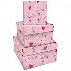 Набор квадратных коробок 3в1, MESHU «Falling in love», (19.5×19.5×11-15.5×15.5×9см)