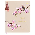 Дневник 1-11 кл. 48л. (твердый) BG «Magnolia», иск. кожа, тиснение фольгой, печать, кисточка иск. кожа, ляссе