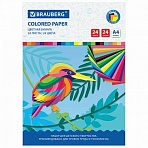 Цветная бумага А4 офсетная, 24 листа 24 цвета, на скобе, BRAUBERG, 200×280 мм, «Птица»