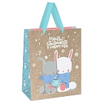 Пакет подарочный 26×32×12см MESHU «Cute bunny», фольга, блестки, крафт