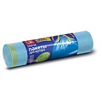 Мешки для мусора 60 л, синие, с завязками, в рулоне 15 шт., ПНД, 60×70 см, 14 мкм, GRIFON