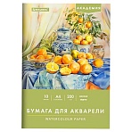 Папка для акварели А4, 10л., 200 г/м2, 210×297мм, BRAUBERG АКАДЕМИЯ, «Апельсины»