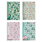 Тетрадь А4 80 л., HATBER, гребень, клетка, матовая ламинация, «Floral collection» (микс в спайке), 082972