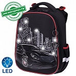 Ранец BRAUBERG PREMIUM, 2 отделения, с брелком, «City car», LED ЛАМПОЧКИ, 38×29х16 см