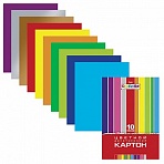 Картон цветной А4 2-сторонний МЕЛОВАННЫЙ, 10 листов 10 цветов, папка, HATBER, 195×280 мм, «Creative», 10Кц4 05934