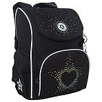 Ранец GRIZZLY анатомическая спинка, с мешком для обуви, для девочек, STARS, 33×25х13 см