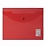 превью Папка-конверт с кнопкой BRAUBERG, А5, 240х190 мм, прозрачная, красная, 0,15 мм