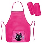 Фартук с нарукавниками для уроков труда ПИФАГОР, 1 карман, 46×54 см, «Black kitten»