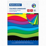 Картон цветной А4 МЕЛОВАННЫЙ, 24 листа, 8 цветов, в папке, BRAUBERG, 200×290 мм, «Цвета»