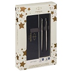 Набор Parker «Jotter Stainless Steel CT»: ручка шариковая 1.0мм синяя и ручка перьевая 1.0мм синяя, подарочная упаковка