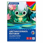 Цветная бумага А4 офсетная, 8 листов 8 цветов, на скобе, BRAUBERG, 200×283 мм, «Лягушонок»