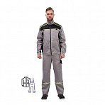 Костюм рабочий летний мужской л26-КПК с СОП серый/черный (размер 44-46, рост 182-188)