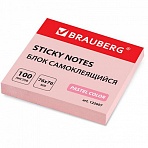 Блок самоклеящийся (стикер) BRAUBERG, 76×76 мм, 100 л., розовый