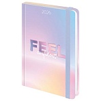 Ежедневник датированный 2026 с резинкой 145×203 мм, А5, BRAUBERG, твердый, фольга, «Нежность»