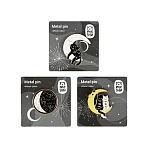 Набор металлических значков MESHU «Moon cats», эмаль, 3шт, картонная подложка, европодвес