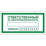 Знак безопасности A31 Ответств. за электробезопас100×200мм пленка 10шт/уп