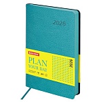 Ежедневник датированный 2026 А5 138×213 мм, BRAUBERG «Stylish», под кожу, гибкий, бирюзовый