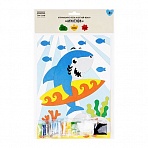 Аппликация из песка и цветной фольги ТРИ СОВЫ «Акуленок», с раскраской, пакет с европодвесом