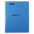 Скоросшиватель OfficeSpace «Дело», картон мелованный, 300г/м2, синий, пробитый, до 200л. 